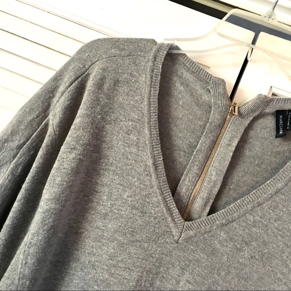MARCIANO Gray OVERSIZED Zipper Back SWEATER Top - Picture 3 of 8
